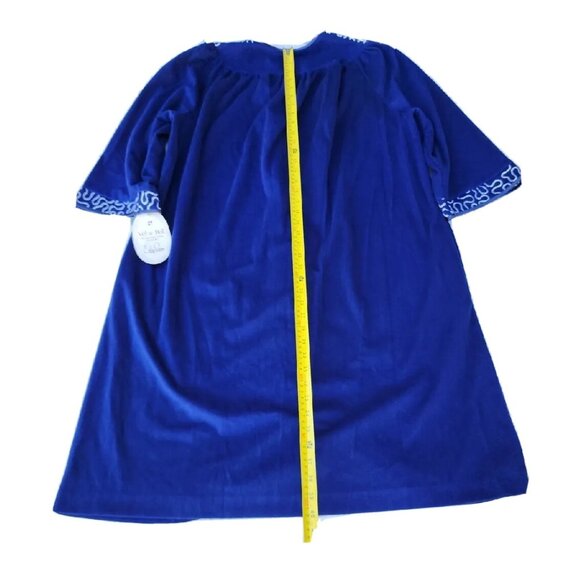 VTG USA Evelyn Pearson Dacran Blue Du Pont Caftan Robe Housecoat Women's Sz L - Picture 9 of 10